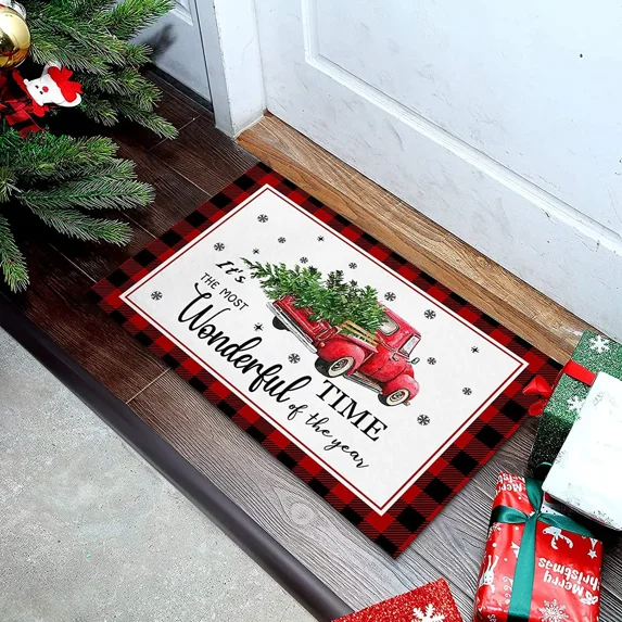 Welcome Doormat Sunflower Entrance Door Mat Buffalo Kitchen Decor Non-Slip Carpet Rugs Decorative for Home Bathroom Bedroom