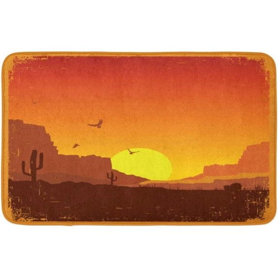 Welcome Doormat Texas American Wild West Desert on Old Sunset Landscape Indoor Outdoor Entrance Door Mat Bath Rug Decorative Patio Garage Garden Kitchen Door Mats Porch Mats 30 x18 Inch