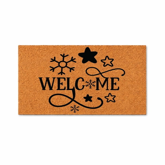 Welcome Doormat, Winter Snowflake Stars Design, Front Door Mat, Outdoor Entry Rug, Housewarming Gift 3212 (24x48 inches) 3212
