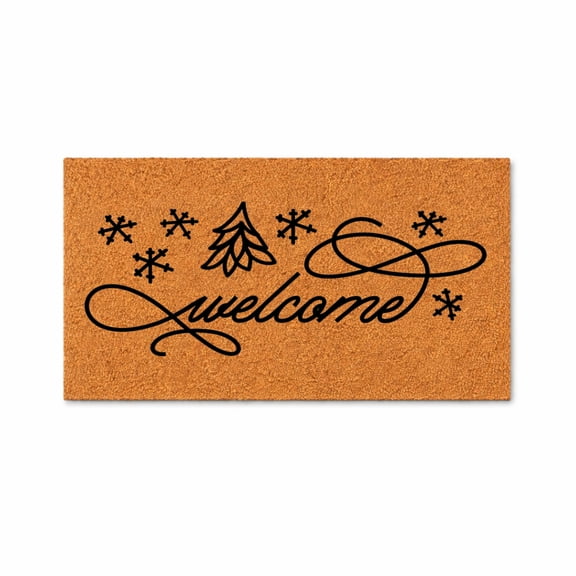 Welcome Doormat, Winter Snowflake Tree Design, Front Door Mat, Indoor Outdoor Entryway Rug, Seasonal Home Decor, Gift Idea 1568 (24x48 inches) 1568