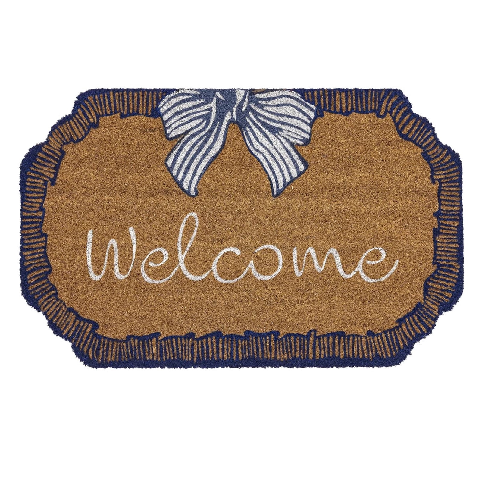 Welcome Doormat with Bow, 47*29in Non-Slip Entryway Rug for Home Entrance, Farmhouse Style Outdoor Indoor Floor Mat for Porch
