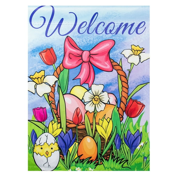 Welcome Easter Basket Outdoor Garden Flag 12.5" x 18"