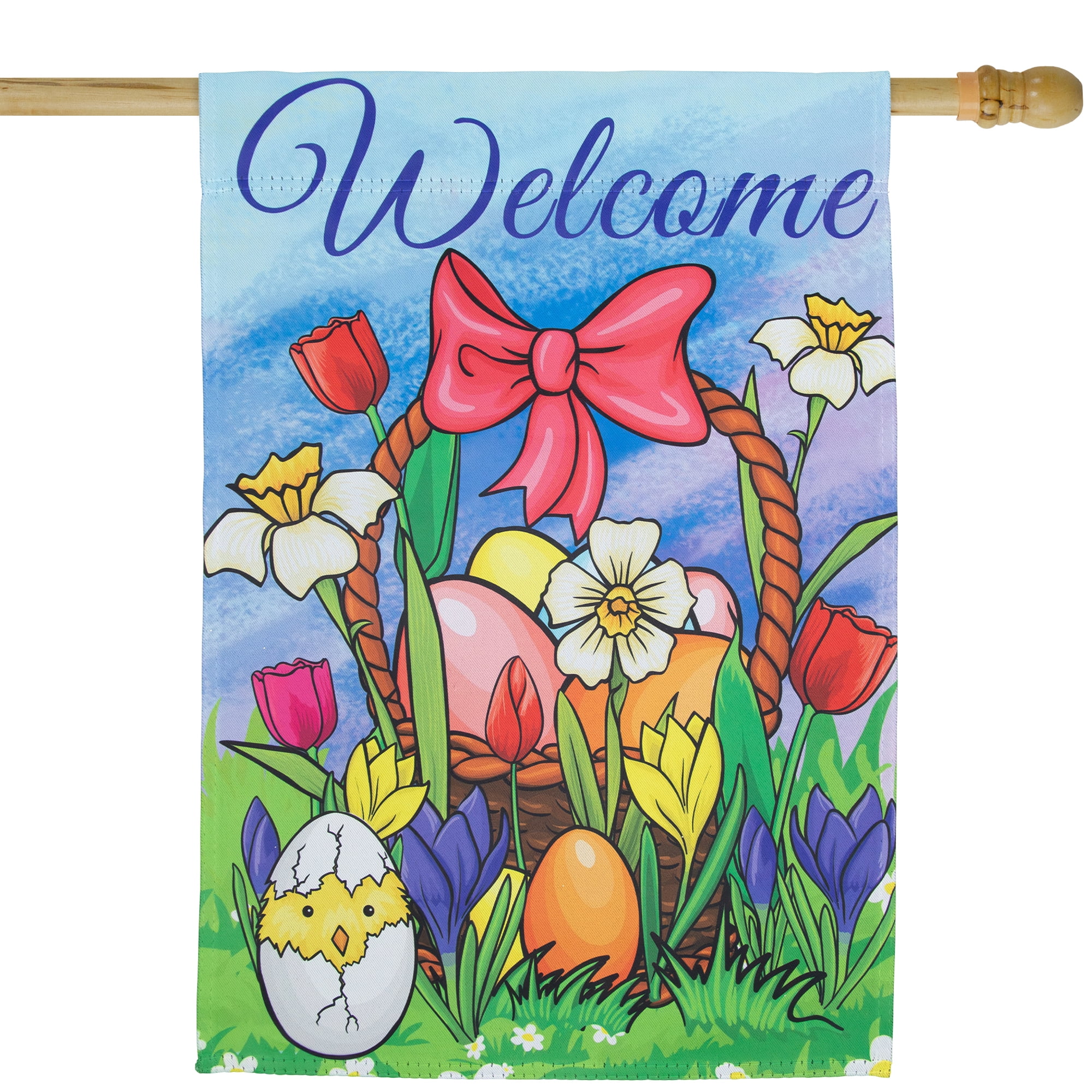 Welcome Easter Basket Outdoor House Flag 28" x 40"