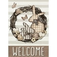 thumbnail image 1 of Welcome Easter Bunny Decorative Garden Flag, Rabbit Eggs Wreath Stripes Plaid Vintage Yard Outside Decorations, Butterfly Farmhouse Outdoor Small Burlap Home Decor Double Sided 12.5x18, 1 of 6