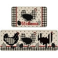 thumbnail image 1 of Welcome Easter Chicken Hen Kitchen Rugs Set of 2, Chick Easter Eggs Buffalo Plaid Check Polka Dots Stripes Kitchen Mats Decor, Farmhouse Floor Door Mat Home Decorations - 17x30 and 17x47 Inch, 1 of 1