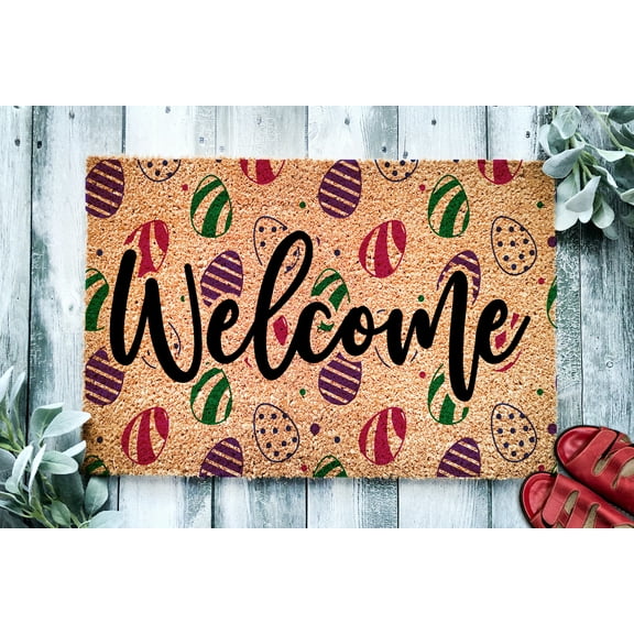 Welcome Easter Egg Doormat | Easter Housewarming Gift | Spring Doormat | Doormat Closing Gift | Welcome Doormat | Front Door Home Door Mat