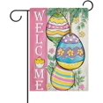 thumbnail image 1 of Welcome Easter Eggs Decorative Garden Flag, Pink Yellow Floral Flowers Leaves Yard Outside Home Decorations, Chick Farmhouse Burlap Outdoor Small Decor Double Sided 12 x 18, 1 of 6