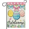 thumbnail image 1 of Welcome Easter Eggs Garden Flag Double Sided, Eucalyptus Leaves Bunny Rabbit Decorative Yard Outdoor Home Small Decor, Spring Bow Butterfly Flowers Burlap Outside House Decoration 12x18, 1 of 6