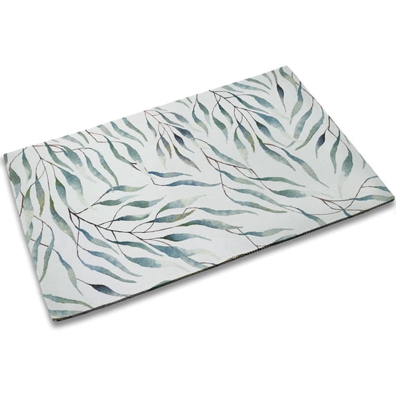 Welcome Eucalyptus Leaves Doormat Sage Mat with Non-Slip Backing Indoor Outdoor Welcome Door Mat for Entryway Porch Spring Summer Housewarming Gift 17x30INCH