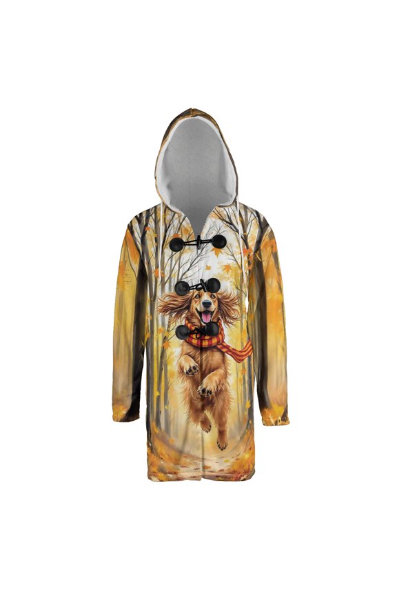 Welcome Fall Afghan Hound Strolling Through the Autumn Maple Forest All Over Print 3D Hooded Duffle Toggle Coat Dog Lover - 12012