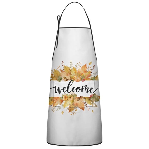 Welcome Fall Autumn Cooking Kitchen Aprons with Pocket Chef Aprons Waterproof Bib Aprons for Birthday Gifts for Dad Step Cooking Aprons for Kitchen Cool BBQ Grilling
