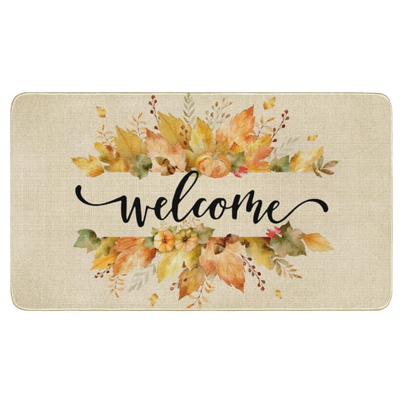 Welcome Fall Autumn Floral Door Mat,No Slip Durable Rugs Super Switch Rug for Indoor Outdoor Kitchen