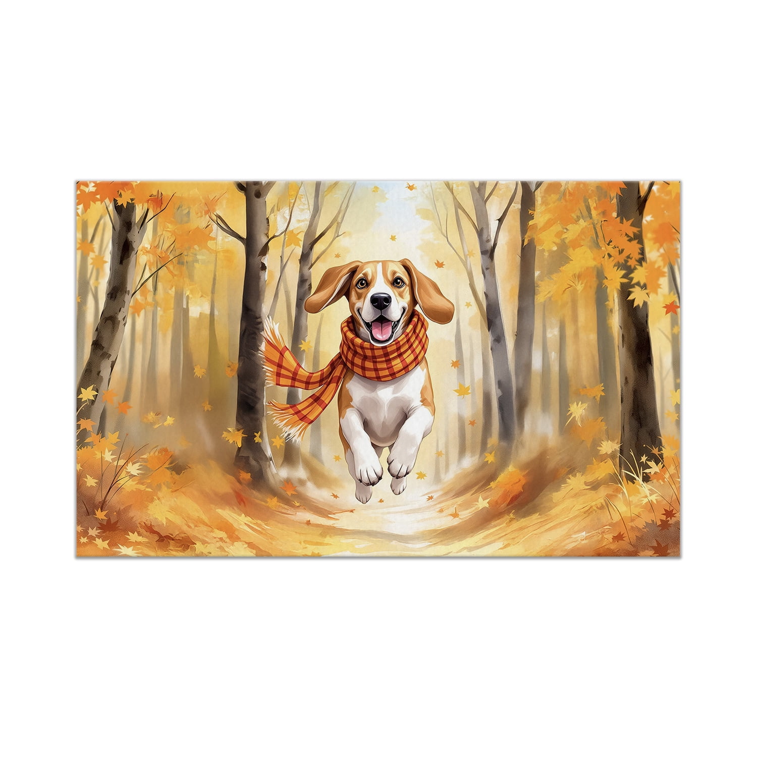 Welcome Fall Beagle Strolling Through the Autumn Maple Forest Doormat Beagles Dog Lover Gifts Idea Indoor Outdoor Welcome Mat - 12012