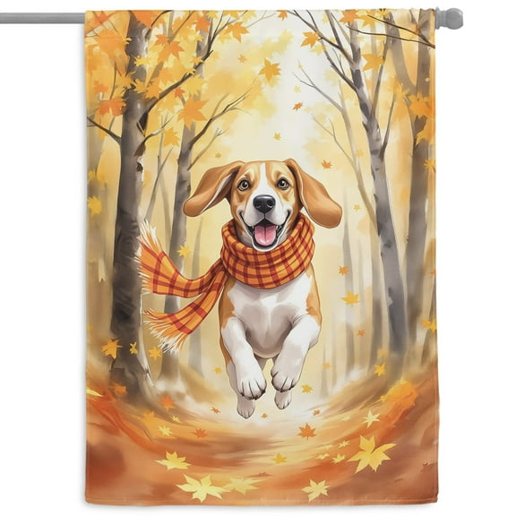 Welcome Fall Beagle Strolling Through the Autumn Maple Forest House Flag 28x40in Double Sided Beagles Dog Lover Gifts Idea Outdoor Decor - 12012