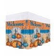 thumbnail image 1 of Welcome Fall Bed Skirt California King Size 18in Drop, Seahorse Pumpkin on Wood Chair Anchor Beach Sea Wrap Around Dust Ruffle Bedskirts, Wrinkle&Fade Resistant Easy Fit Bedskirt with Elastic, 1 of 8