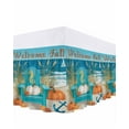 thumbnail image 1 of Welcome Fall Bed Skirt King Size 18 Inch Drop, Thanksgiving Pumpkin Retro Anchor Blue Sea Wrap Around Dust Ruffle Bedskirts, Wrinkle & Fade Resistant Easy Fit Bedskirt with Adjustable Elastic, 1 of 8