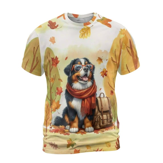 Welcome Fall Bernese Mountain Enjoys School Time Autumn Fall Leaves All Over Print 3D Shirt Unisex Merch Berner Lover Gifts - 02013