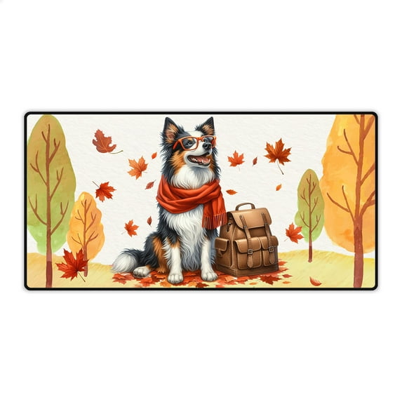 Welcome Fall Border Collie Enjoys School Time Autumn Fall Leaves Desk Mat Full Keyboard Mouse Pad Borders Dog Lovers Gifts Idea Large Mousepad - 02013