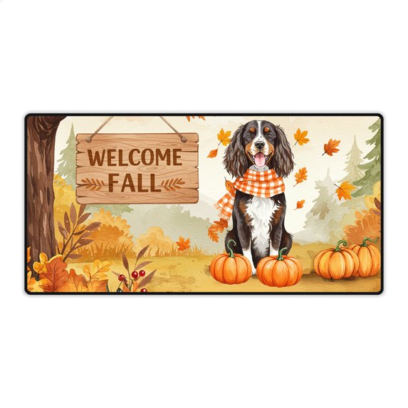 Welcome Fall Boykin Spaniel Cozy Autumn Field Pumpkins Golden Leaves Desk Mat Full Keyboard Mouse Pad Dog Lover Large Mousepad - 12013