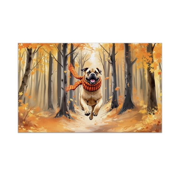 Welcome Fall Bullmastiff Strolling Through the Autumn Maple Forest Doormat Dog Lover Indoor Outdoor Welcome Mat - 12012