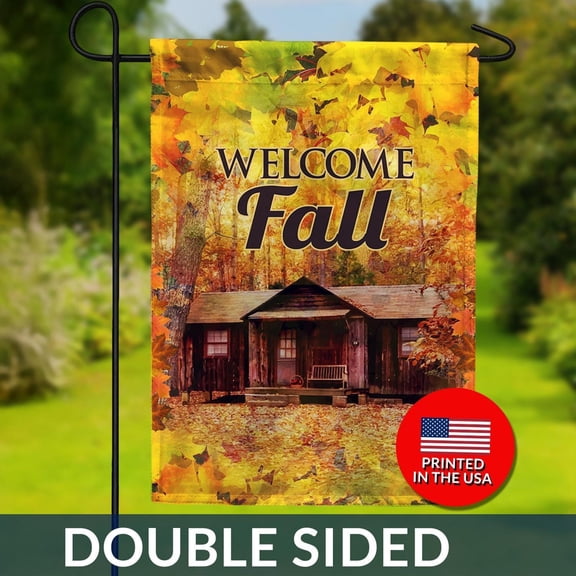 Welcome Fall Cabin Flag DoubleSided Autumn Decor