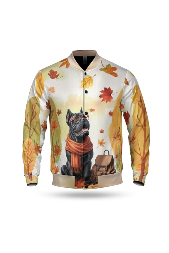 Welcome Fall Cane Corso Enjoys School Time Autumn Fall Leaves All Over Print 3D Baseball Jacket Italian Mastiff Dog Lover Gifts Idea Bomber Jacket Softball - 02013