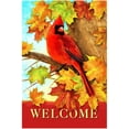 thumbnail image 1 of Welcome Fall Cardinal Double Sided Autumn Maple Leaves House Flag, 1 of 5