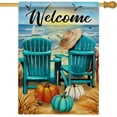 thumbnail image 1 of Welcome Fall Chair Pumpkin House Flag Double Sided, Autumn Beach Coastal Decorative Garden Yard Outdoor Large Decor, Thanksgiving Nautical Seagull Sailboat Burlap Home Outside Decoration 28x40, 1 of 6
