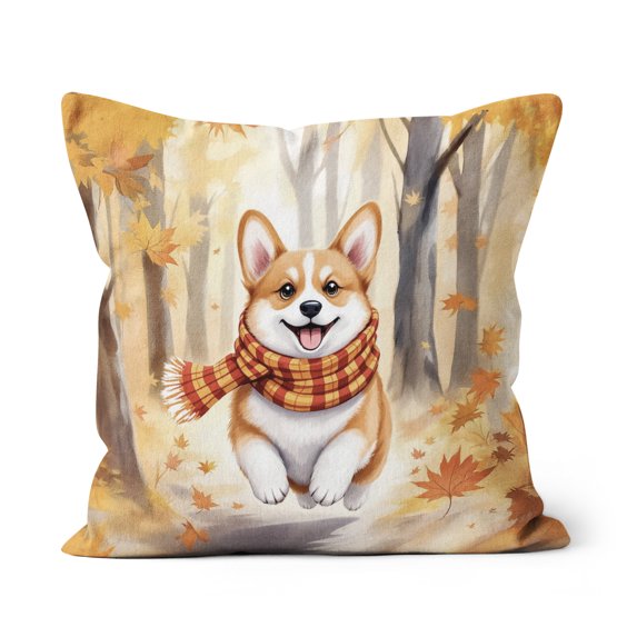 Welcome Fall Corgi Strolling Through the Autumn Maple Forest Pillow Cushion Double Sided Welsh Corgi Dog Lover Gifts Idea Throw Pillow - 12012