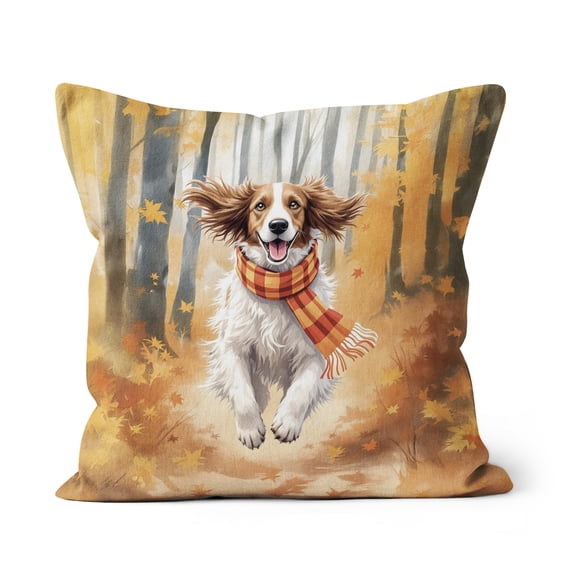 Welcome Fall English Setter Strolling Through the Autumn Maple Forest Pillow Cushion Double Sided Dog Lover Throw Pillow - 12012