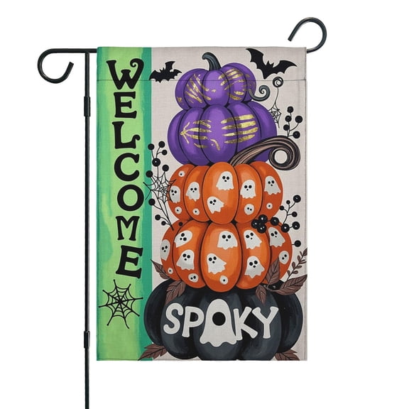 Welcome Fall Football Garden FLag 12X18 IN Double Sided Autumn maple leaves Pumpkin Garden Flags for Harvest Thanksgiving Halloween Farmhouse Yard Outside Decoration