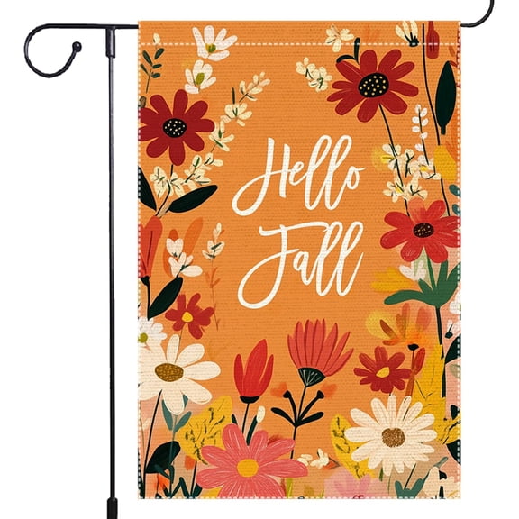 Welcome Fall Garden Flag 12.5x18 Inch Double Sided Polka Dots Maple Leaf Thanksgiving Garden Flags for Outside, Small Burlap for Autumn Yard Rustic Farmhouse Outdoor Decoration