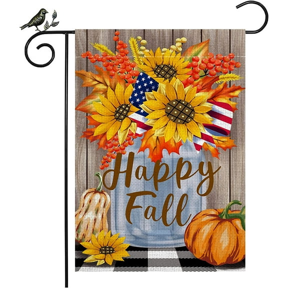 Welcome Fall Garden Flag 12 x 18 Inch Double Sided Autumn House Flag Pumpkin Sunflower fall Leaves decorative Outside Farmhouse Garden Flags Decor