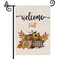 thumbnail image 1 of Welcome Fall Garden Flag Buffalo Plaid Pumpkin sunflower flags banners Small Burlap Double Sided Flag 12*18 Inch Outdoor Decoration, 1 of 5
