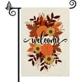 thumbnail image 1 of Welcome Fall Garden Flag Pumpkin Sunflower Maple Leaf Wreath Flags Banners 12.5x18 Inch Burlap Vertical Double Sided Design Outside Decoration Small Sign For The Harvest Festival, 1 of 5