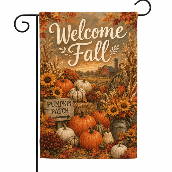 Welcome Fall Garden Flag Rustic Pumpkin Patch Yard Decor for Autumn Porch