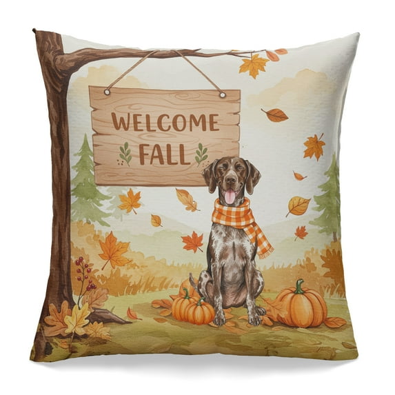 Welcome Fall German Shorthaired Pointer Cozy Autumn Field Pumpkins Leaves Pillowcase Double Sided GSP Lover Dog Gift Pillow Case Covers - 12013