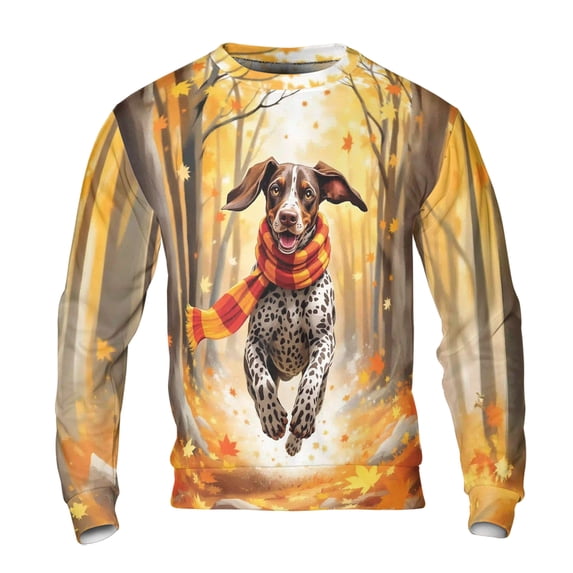 Welcome Fall German Shorthaired Pointer Strolling Through the Autumn Maple Forest All Over Print 3D Sweatshirt Unisex Merch GSP Lover Dog Gift - 12012