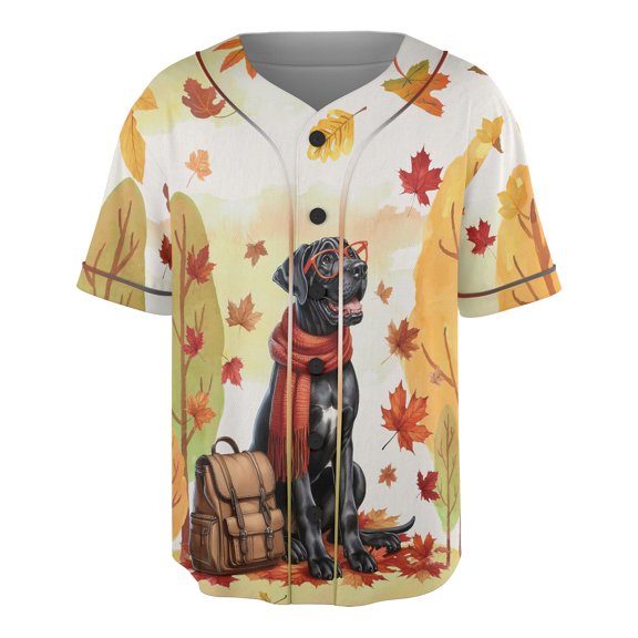 Welcome Fall Great Dane Enjoys School Time Autumn Fall Leaves All Over Print 3D Baseball Shirt Danes Dog Lover Gifts Softball Sport - 02013