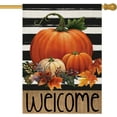 thumbnail image 1 of Welcome Fall House Flags for Outdoor Decoration Black Stripes with Pumpkins Large Yard Flag,Seasonal Decorative Decor for Thanksgiving Harvest Autumn Holiday Outside 28x40 Inch Double Sided, 1 of 6