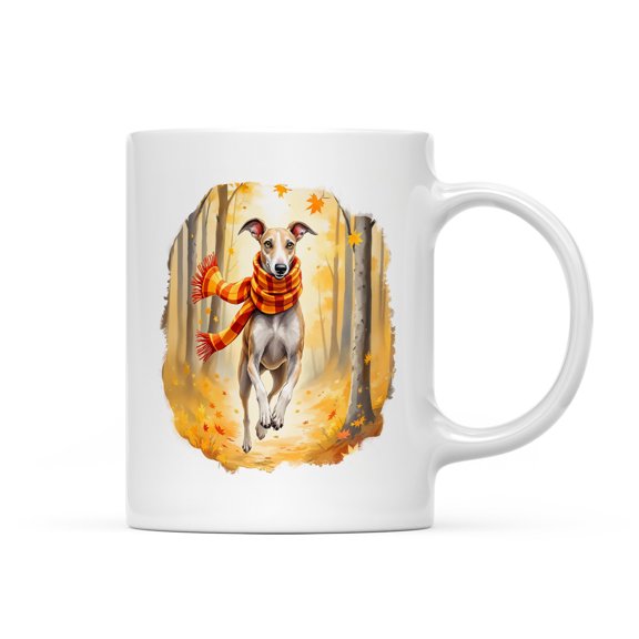 Welcome Fall Italian Greyhound Strolling Through the Autumn Maple Forest Mug Greyhound Dog Lover Coffee Tea Cup - 12012