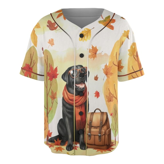 Welcome Fall Labrador Retriever Enjoys School Time Autumn Fall Leaves All Over Print 3D Baseball Shirt Lab Dog Lover Gifts Softball Sport - 02013