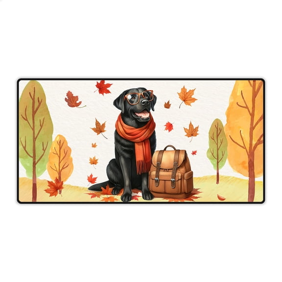 Welcome Fall Labrador Retriever Enjoys School Time Autumn Fall Leaves Desk Mat Full Keyboard Mouse Pad Lab Dog Lover Gifts Large Mousepad - 02013