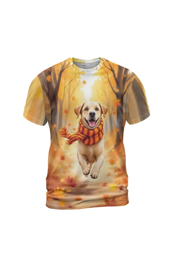 Welcome Fall Labrador Retriever Strolling Through the Autumn Maple Forest All Over Print 3D Shirt Unisex Merch Lab Dog Lover Gifts - 12012