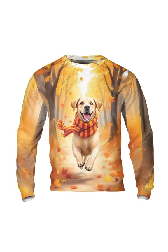 Welcome Fall Labrador Retriever Strolling Through the Autumn Maple Forest All Over Print 3D Sweatshirt Unisex Merch Lab Dog Lover Gifts - 12012
