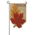 thumbnail image 1 of Welcome Fall Leaves Shaped Burlap Garden Flag, 1 of 1