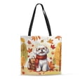 thumbnail image 1 of Welcome Fall Maltese Enjoys School Time Autumn Fall Leaves All Over Print 3D Canvas Tote Bag Maltese Dog Lover Gifts Idea Reusable Handbag - 02013, 1 of 5