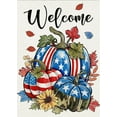 thumbnail image 1 of Welcome Fall Memorial Day Pumpkin Decorative Garden Flag, Autumn Veterans Day America Yard Outside Decorations, American USA 4th of July Patriotic Thanksgiving Outdoor Small Home Decor 12.5x18, 1 of 6