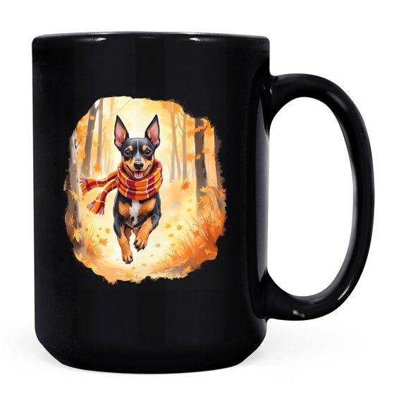 Welcome Fall Miniature Pinscher Strolling Through the Autumn Maple Forest Mug Mini Pin Dog Lover Coffee Tea Cup - 12012