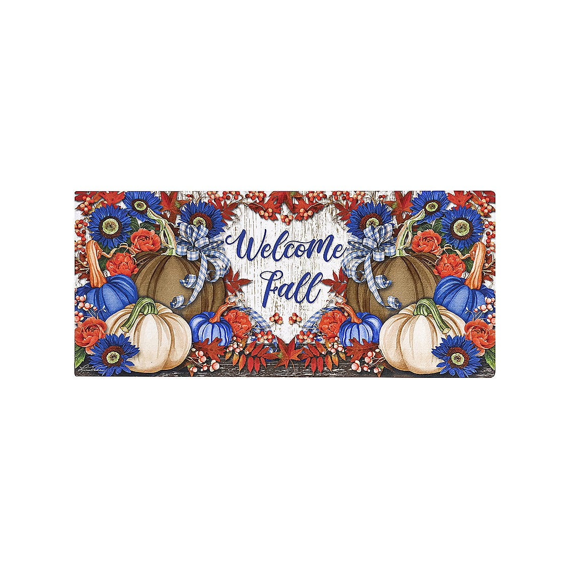 Welcome Fall Multicolor Rubber Outdoor Doormat